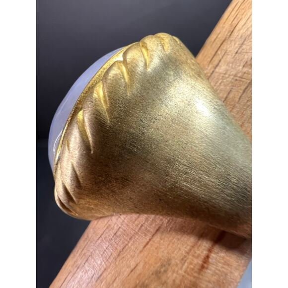 Glow By Sheila Fajl Signed Blue Agate Ring brushed 18kt Plated size 7 - Picture 10 of 14